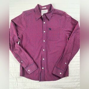 Abercrombie & Fitch Men's Red and Blue Checkered Button Down Shirt Size Medium